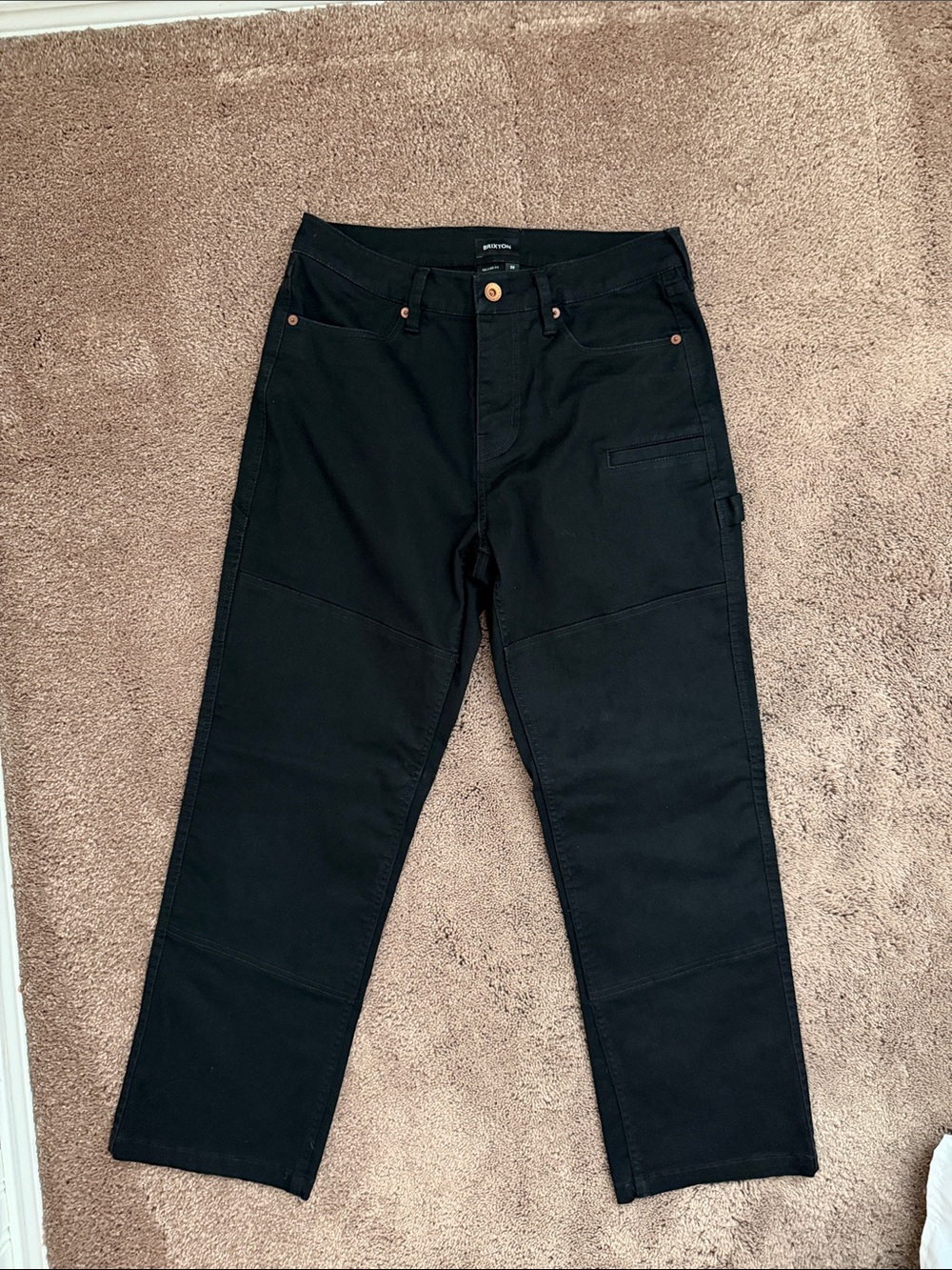 Brixton Black Men’s Straight Jeans with Utility Pocket
